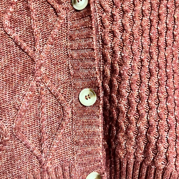 PINK ROSE BURGUNDY BUTTON UP FALL KNIT CARDIGAN SIZE MEDIUM - Picture 3 of 7